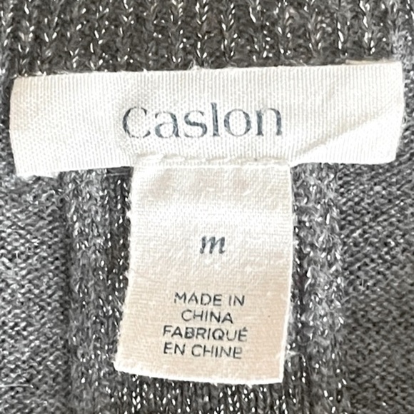 Caslon Metallic Lurex Sweater M Gray Silver Cashmere Blend Crewneck Pullover - Picture 9 of 10
